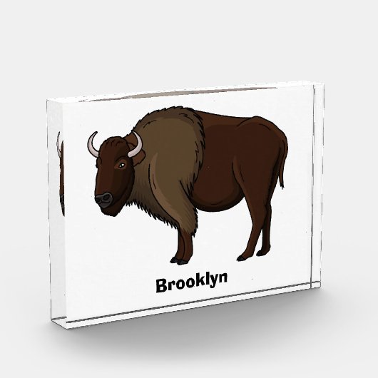 Happy American Bison Buffalo Illustration Fotoblock (Links)