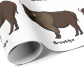 Happy American Bison Buffalo Illustration Geschenkpapier (Rolleneckpunkt)