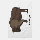 Happy American Bison Buffalo Illustration Geschirrtuch (Vertikal)