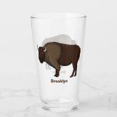Happy American Bison Buffalo Illustration  Glas (Rückseite)
