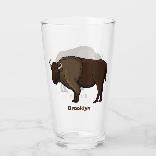 Happy American Bison Buffalo Illustration  Glas (Rückseite)