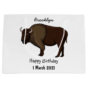 Happy American Bison Buffalo Illustration Große Geschenktüte