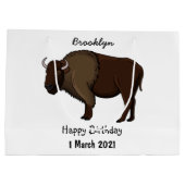 Happy American Bison Buffalo Illustration Große Geschenktüte (Rückseite)