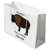 Happy American Bison Buffalo Illustration Große Geschenktüte (Rückseite Schrägansicht)
