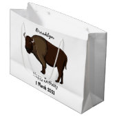 Happy American Bison Buffalo Illustration Große Geschenktüte (Vorderseite Schrägansicht)