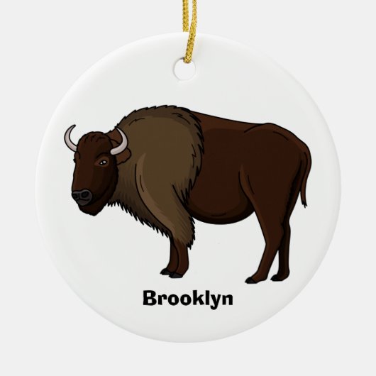 Happy American Bison Buffalo Illustration Keramik Ornament (Vorne)