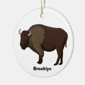 Happy American Bison Buffalo Illustration Keramik Ornament (Links)