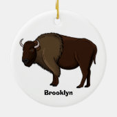 Happy American Bison Buffalo Illustration Keramik Ornament (Hinten)