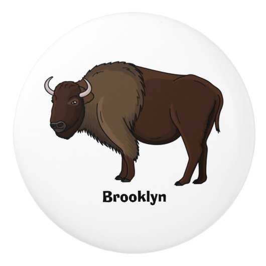 Happy American Bison Buffalo Illustration Keramikknauf (Vorderseite)