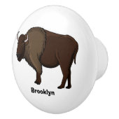 Happy American Bison Buffalo Illustration Keramikknauf (Rechts)