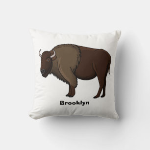 Happy American Bison Buffalo Illustration Kissen