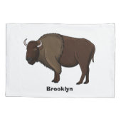 Happy American Bison Buffalo Illustration  Kissenbezug (Rückseite)