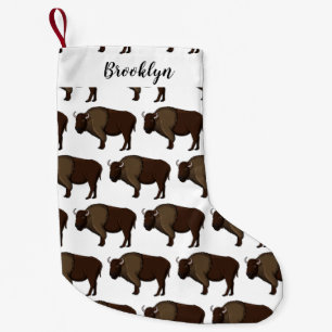 Happy American Bison Buffalo Illustration Kleiner Weihnachtsstrumpf