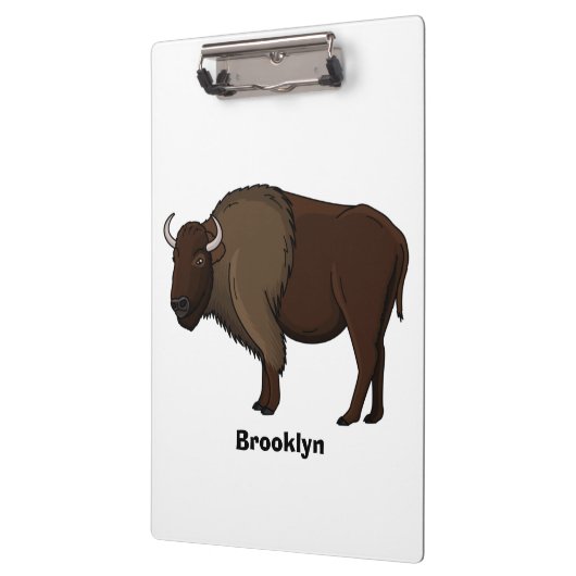 Happy American Bison Buffalo Illustration Klemmbrett (Links)
