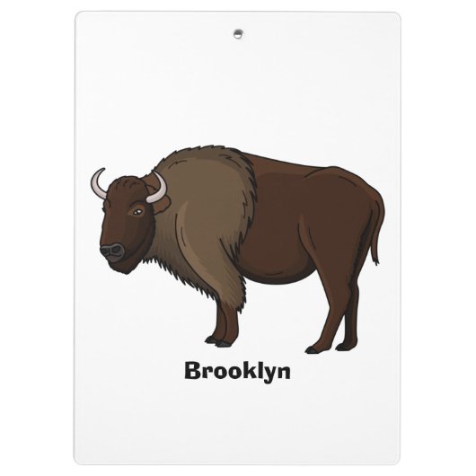 Happy American Bison Buffalo Illustration Klemmbrett (Rückseite)