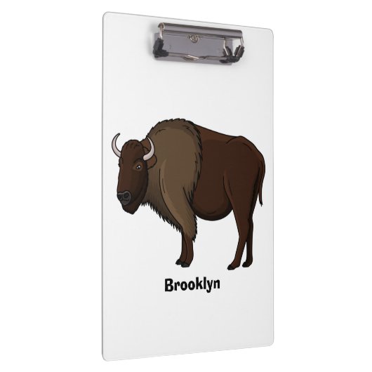 Happy American Bison Buffalo Illustration Klemmbrett (Rechts)