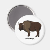 Happy American Bison Buffalo Illustration Magnet (Vorderseite/Rückseite)