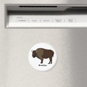 Happy American Bison Buffalo Illustration Magnet (In Situ (Geschirrspüler))