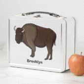 Happy American Bison Buffalo Illustration Metall Brotdose (Beispiel)