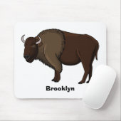 Happy American Bison Buffalo Illustration Mousepad (Mit Mouse)