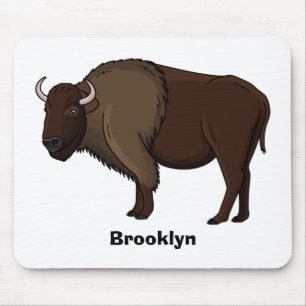 Happy American Bison Buffalo Illustration Mousepad