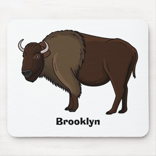 Happy American Bison Buffalo Illustration Mousepad (Vorne)
