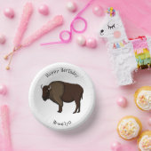 Happy American Bison Buffalo Illustration Pappteller (Party)