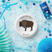 Happy American Bison Buffalo Illustration Pappteller (Party)