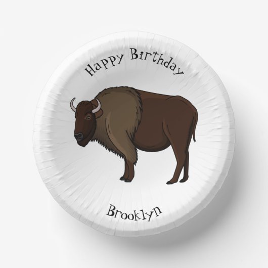 Happy American Bison Buffalo Illustration Pappteller (Vorderseite)