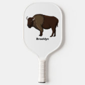 Happy American Bison Buffalo Illustration Pickleball Schläger (Rückseite)
