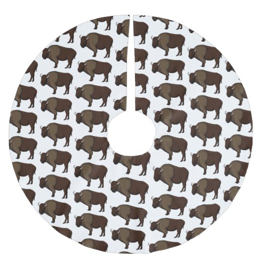 Happy American Bison Buffalo Illustration Polyester Weihnachtsbaumdecke (Vorderseite)