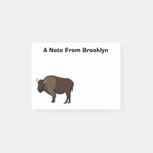 Happy American Bison Buffalo Illustration Post-it Klebezettel (Vorderseite)