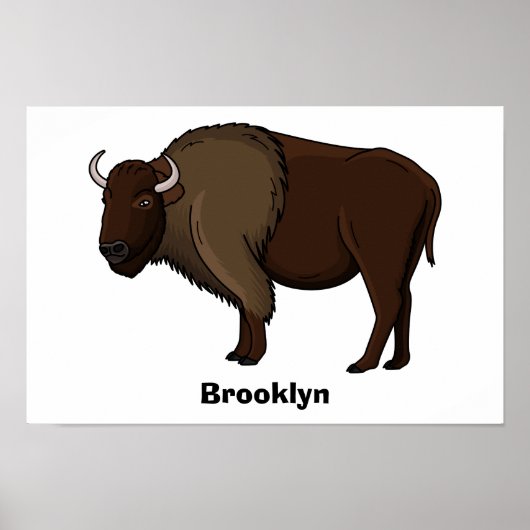 Happy American Bison Buffalo Illustration Poster (Vorne)