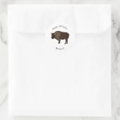 Happy American Bison Buffalo Illustration Runder Aufkleber (Tasche)