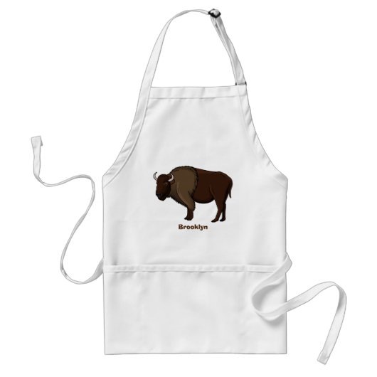 Happy American Bison Buffalo Illustration Schürze (Vorne)