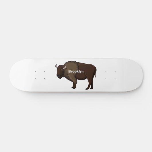 Happy American Bison Buffalo Illustration Skateboard (Horizontal)