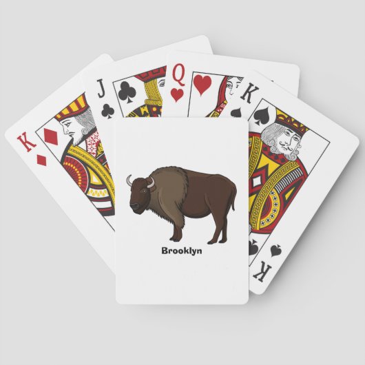 Happy American Bison Buffalo Illustration Spielkarten (Rückseite)