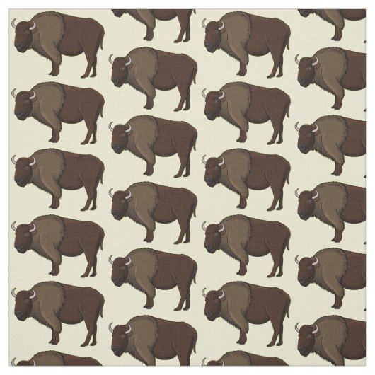 Happy American Bison Buffalo Illustration Stoff (Muster)