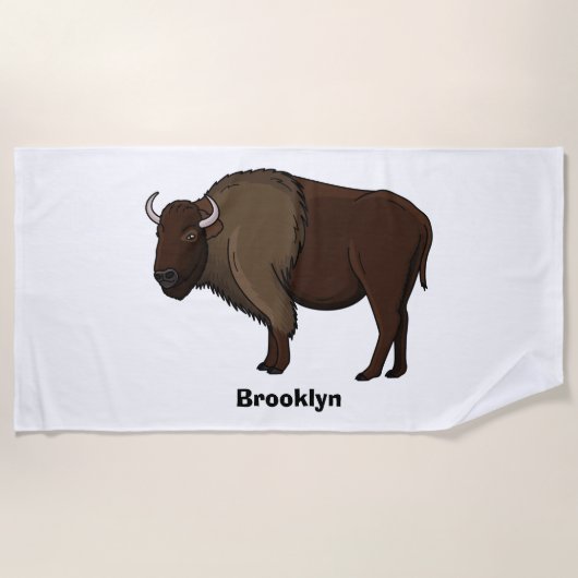 Happy American Bison Buffalo Illustration Strandtuch (Vorderseite)