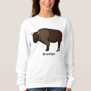 Happy American Bison Buffalo Illustration Sweatshirt