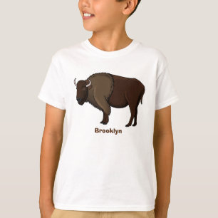 Happy American Bison Buffalo Illustration T-Shirt