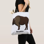 Happy American Bison Buffalo Illustration Tasche (Von Nahem)