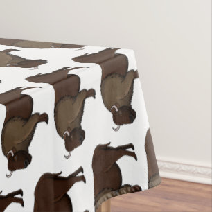 Happy American Bison Buffalo Illustration Tischdecke