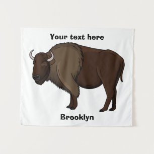 Happy American Bison Buffalo Illustration Wandteppich