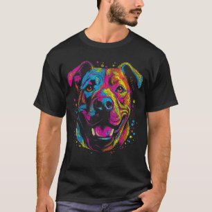 Happy American Pit Bull Terrier Dog Pop Art Design T-Shirt