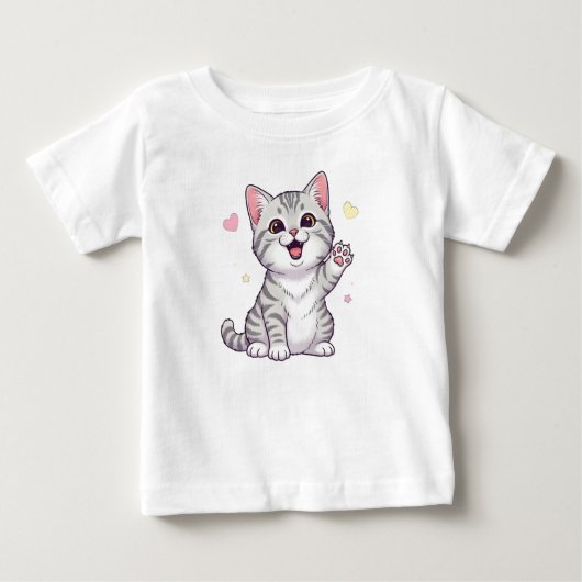 Happy American Shorthair Cat Illustration Baby T-shirt (Vorderseite)