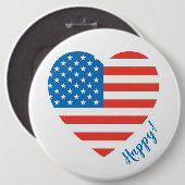 Happy American USA Flag Herz 4. Juli Personalize Button (Vorne & Hinten)
