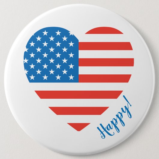 Happy American USA Flag Herz 4. Juli Personalize Button (Vorderseite)