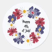 Happy Amerikanische Unabhängigkeitstag 4. Rot, Wei Runder Aufkleber (Vorderseite)