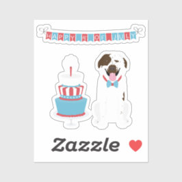 Happy Amerikanische Unabhängigkeitstag Dog Red Whi Aufkleber